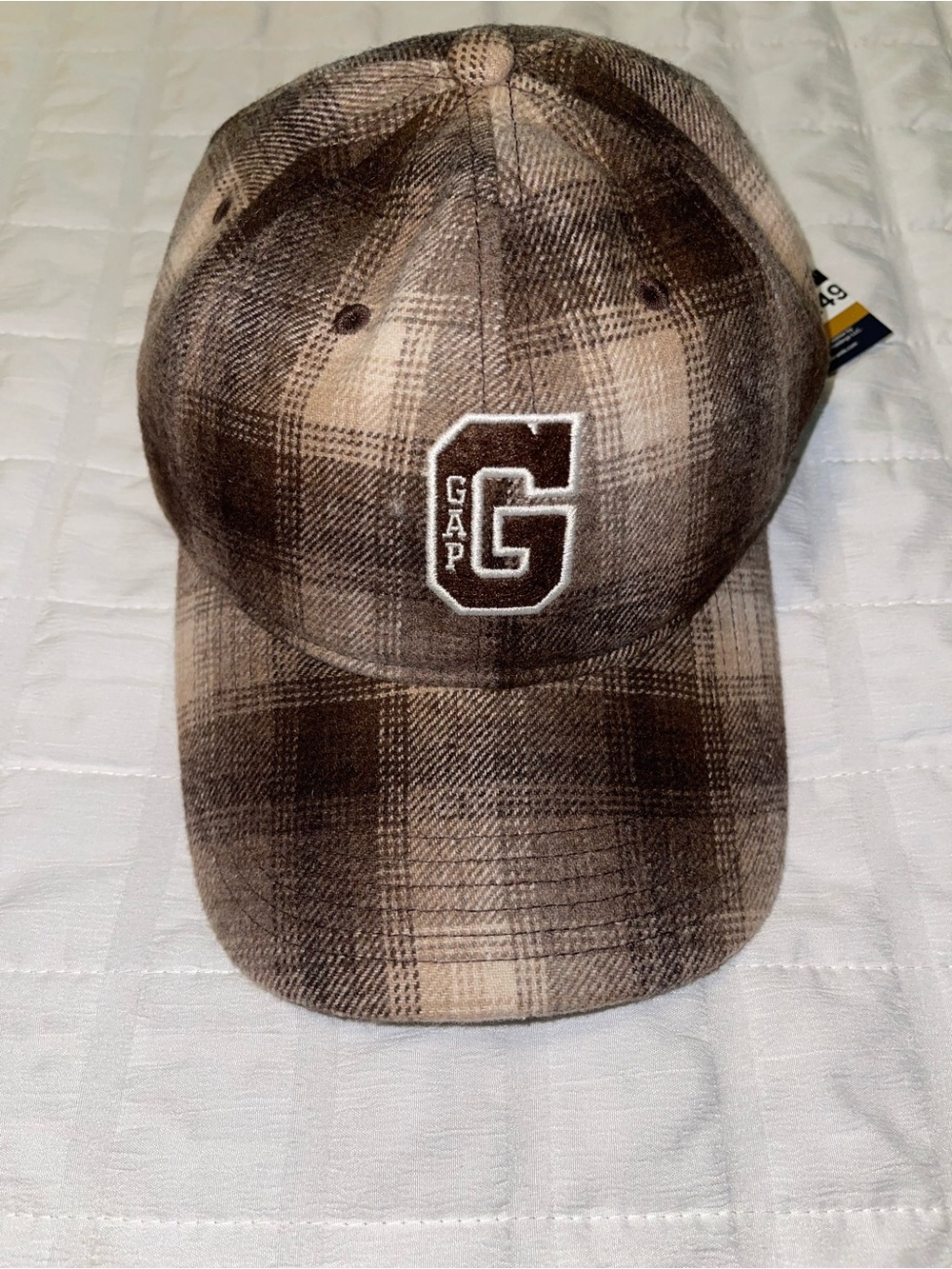 GAP Brown Plaid Cap with Embroidered 'G' Logo